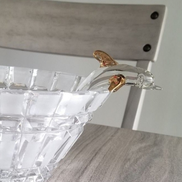 Vintage Oblong Etched 24% Lead Crystal Bowl - Picture 10 of 11